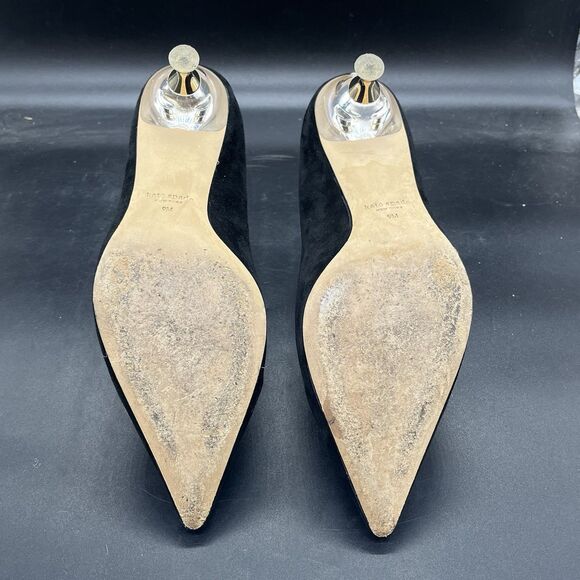 KATE SPADE Coco Point Toe Pumps womens size 9 M black kitten heel suede - Picture 7 of 7